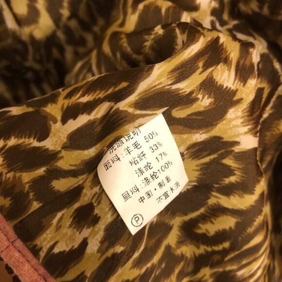 Pink blazer with brown trim and leopard print inner lining - Picture 4 of 4